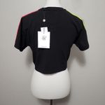 SikSilk Black Logo Stipe Cropped Short Sleeve Tee Size Large Photo 7