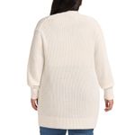 Max & Mia NWT Women's Open Front Long Sleeve Cardigan Sweater Ivory M Photo 5