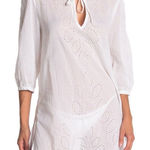 ECHO Ocean Eyelet Tunic Dress,‎ Beach Cover Up, White, Size Small, NWT White Photo 0