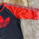 Adidas Red & Black Leopard Striped Quarter Sleeve Tee Photo 3