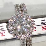 Swavorski Swarovski Sterling Silver 925 Platinum Flower Halo Ring Band Set Size 6 NEW Photo 5