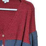 Umgee Top Womens Large Multicolor Waffle Knit Mixed Print Knot Tie Front Blouse Photo 2