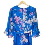 Adrianna Papell NWT Floral Chiffon Faux Wrap Dress Blue Pink Floral Size 10 NEW Photo 5