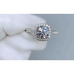 Boutique 2ct‎ Pave Halo Round Platinum Silver Diamond Engagement Ring, Sz 10 Photo 2