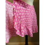 Aerie Pink Geometric Print Ruffle Wrap Mini Skirt L boho y2k Flowy fairy linen Photo 3