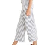 Madewell Emmett Wide-Leg Crop Pants Button Front High Moe Stripe Blue White 30 Photo 0
