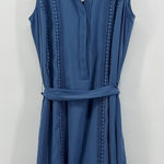 Ann Taylor NWT Pintuck Ric Rac Trim Sleeveless Belted Shirt Dress Blue Size 8 Photo 0