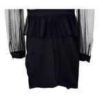 Bebe  Peplum Mesh Ruffled Sheer Sleeved Crystal Embellished Mini Dress Size 00 Photo 10