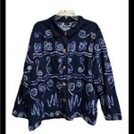 Maggie Barnes  Petite Jacket Blazer Navy Blue Size 2X Lagenlook Artsy Vintage 90 Photo 7