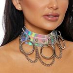𝅺HOLOGRAPHIC Silver O ring Chocker Photo 0