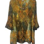 Maggie Barnes For Catherines Pleated Chiffon Tunic Tops Womens 2X Blouse Photo 1