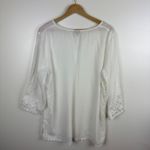 J Jill Embroidered Tunic Top Sz XL Linen Blend Coastal Grandma Beachy Vacation White Photo 3