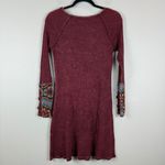 Able Sweater Dress Women's Small Burgundy Texture Knit Geometric Button Cuffs Red Photo 2