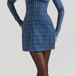 House Of CB  'Malika' Blue Tartan Corset Mini Dress‎ NWOT size M Plus cup Photo 0