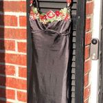 Jessica Simpson NWT Embroidered Black Satin Mini Dress S/M Photo 3