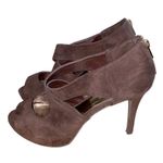 Cato Brown Faux Suede Open Toe Strappy Platform Heels Photo 3