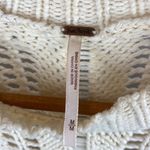 Free People  Gray & Ivory Woven Long sleeve Crochet Accent Sweater M Photo 3