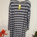 Ginger G  Navy and White Striped Long Sleeve Dress Photo 6