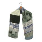 Pazuki London Patchwork Rayon Silk Scarf Blue Green Photo 5