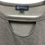 Democracy  Asymmetrical Slit Side Grey Crochet Keyhole Sweatshirt Womens Large Photo 8