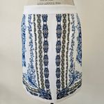 Laundry by Shelli Segal White and Blue Baroque Damask Print Skirt Size 8 Photo 0