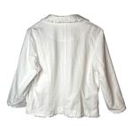 Modcloth  Women Size XL White‎ Ruffle Trim Blazer Linen Blend Cropped Jacket Photo 1