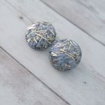 Vintage Clip On Earrings Light Blue Confetti Lucite 1950's Photo 2