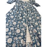 Beau & Ro Blue Folk Floral Button Front Floral Midi Dress Pockets Size Medium‎ Photo 3
