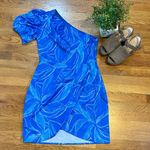 Adelyn Rae  Women’s Medium Blue Floral Tropical Sonia One Shoulder Dress Vaca Photo 0