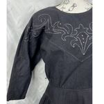 PG Collections Western Style Black Denim Dress with White Embroidery Size 10 Photo 5