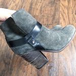 Coclico • suede ankle boots grey leather harness strap stacked high heel bootie Size 7.5 Photo 9