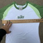 Nike Y2K 90s  women’s babydoll tshirt green white logo gray tag size LARGE Photo 9