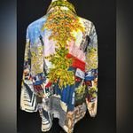 Vintage button up art painting Paris shirt Christopher Banks long sleeve size XL Blue Photo 6
