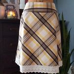 My Michelle  Y2K Brown, Yellow, & White Plaid Eyelet A-line Skirt Photo 0