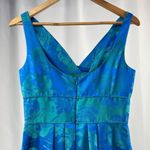 THEIA Floral Jacquard Sleeveless Pleated Dress in Blue Green Size 8‎ Photo 8