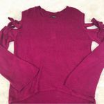 EXPRESS  Burgundy Tie Sleeve Sweater Top Cold Shoulder Pink Purple Size Small New Photo 3