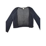 A New Day  Black Crochet Cardigan Large Button Front Knit Open Weave Sweater L Photo 2