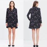 Sézane 💕SEZANE💕 100% Silk Button Down Shirt Dress ~ Black Floral Print XS Photo 1