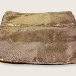 Victoria's Secret Blingy Shiny Gold Sequin Fold Down Makeup Bag Photo 1