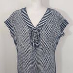 Isaac Mizrahi  Navy and White Knit Vest Size XS Navy Sleeveless Sweater Photo 1