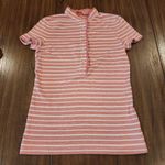 Tory Burch  Lidia Ruffle Trim Striped Polo white red/pink Photo 1