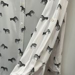 Jane and Delancey White Button-Up Shirt with Zebra Print EUC Photo 2