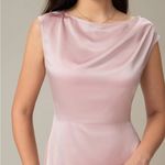 Rihoas Pink Boat Neck Satin Mini Dress Photo 1