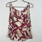 Nic+Zoe Burgundy Shadow Blocks Print Shell Cowl Neck Sleeveless Career Feminine Photo 7