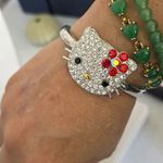 Silver Clamper Hinge Bracelet CZ Hello Kitty Design Photo 6