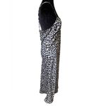 A New Day Black White Leopard Print Silky Sultry Luxe Classy Midi Slip Dress Photo 2