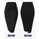 NEW Black Elastic Waist Stretch Bodycon Midi Pencil Career Skirt 2X Black Photo 1