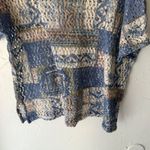 Cape Isle Knitters Blue Patterned Knit Crochet Tunic Top Coverup M Artsy Coastal Size M Photo 2