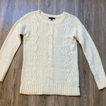 American Eagle Wool Blend Frozen Ivory Cable Beaded Sweater Size S Photo 1