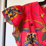 Nooworks Frida Pride Tiger Dress Stretch Cotton Bright Print Small EUC Red Photo 3